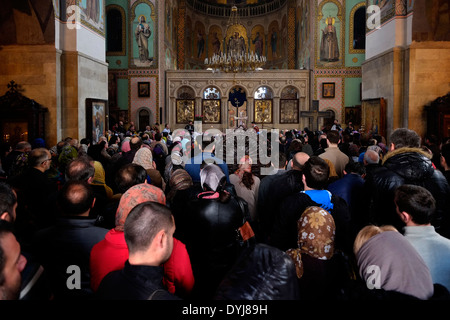 Orthodox mass at the Sioni Cathedral of the Dormition in downtown Tbilisi capital of the Republic of Georgia Stock Photo