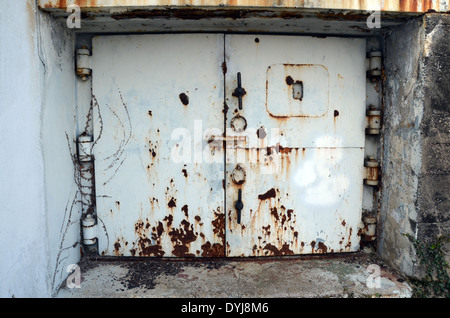 WW2: remains of the German Atlantic wall in Brittany. An armored door in Kernevel near Lorient. Stock Photo