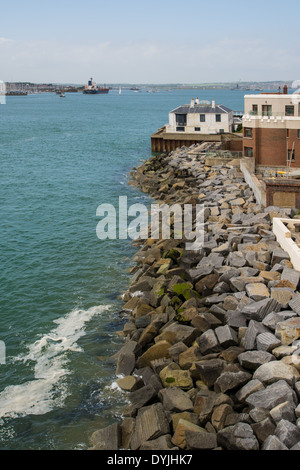 A view from the Old Town of Portsmouth towards the expanse of Portsmouth Harbour, Hampshire. Stock Photo