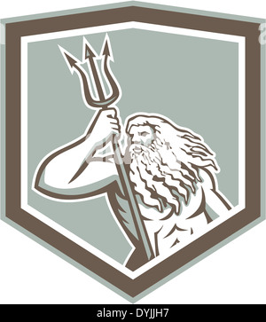 Illustration of Roman god of sea Neptune Poseidon of Greek mythology ...