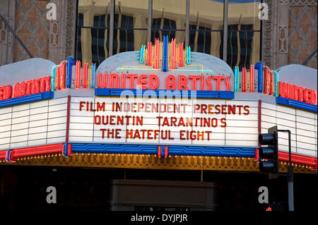 Los Angeles, USA. 19th Apr, 2014. 20 April 2014: Special event for Quentin Tarantino's 'The Hateful Eight' in downtown Los Angeles' United Artist Theater. Credit:  Robert Landau/Alamy Live News Stock Photo