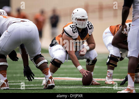 Austin, Texas, USA. 19th Apr, 2014. April 19, 2104: Texas Longhorns center Dominic Espinosa (55) during the annual Texas Football Orange-White Scrimmage at Darrell K Royal-Texas Memorial Stadium in Austin, TX. © csm/Alamy Live News Stock Photo