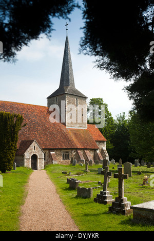 UK, England, East Sussex, Playden, C12th St Michael’s Church with wood shingle spire Stock Photo