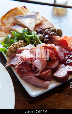 USA Georgia GA Savannah Food Bohemian Hotel charcuterie plate at Rocks on The Roof bar restaurant Stock Photo