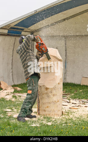 Wood carving with chainsaw Country Fair Gelli Aur 