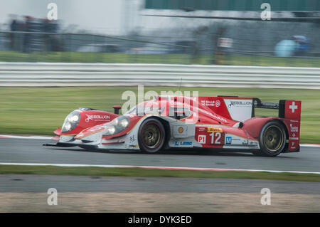 Towcester, UK. 20th Apr, 2014. The Rebellion Racing’s #12 Lola B12/60 – Toyota driven by NICOLAS PROST, NICK HEIDFELD and  MATHIAS BECHE during the 6 hours of Silverstone 2014 at Silverstone Circuit in Towcester, United Kingdom. Credit:  Gergo Toth/Alamy Live News Stock Photo