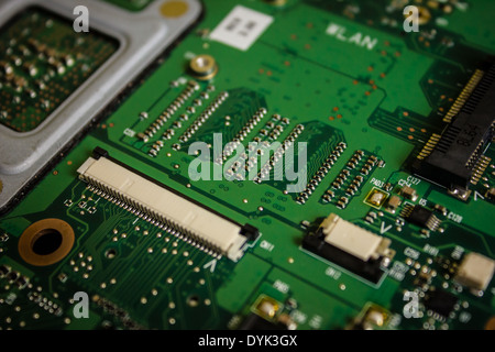A circuit board showing various electronic components the assembly is surface mount technology Stock Photo