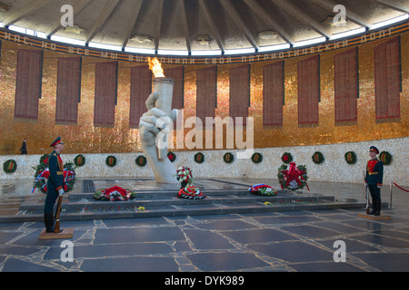 Eternal flame in Mamayev Kurgan memorial complex in Volgograd (former Stalingrad), Russia. Stock Photo
