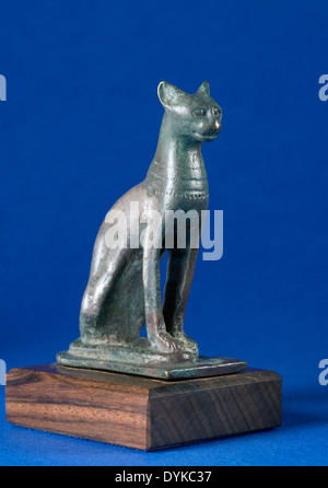 Egypt.Silver statue of goddess Bastet. Stock Photo