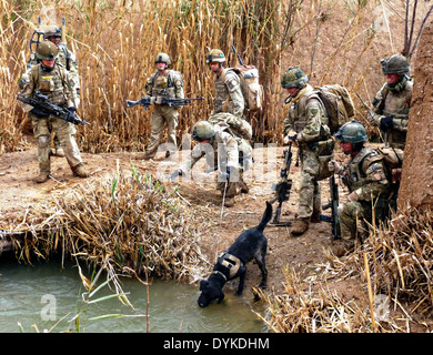 Members of the 1st Battalion The Royal Irish Regiment, take a break during Operation Tora Zhemay, the largest air assault operation in the history of the regiment March 14, 2011 in Helmand Province, Afghanistan. (photo by Andrew Totten via U.S. Army) Stock Photo