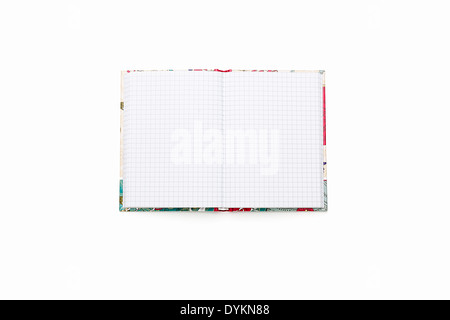 blank open squared text book, isolated on white. Stock Photo