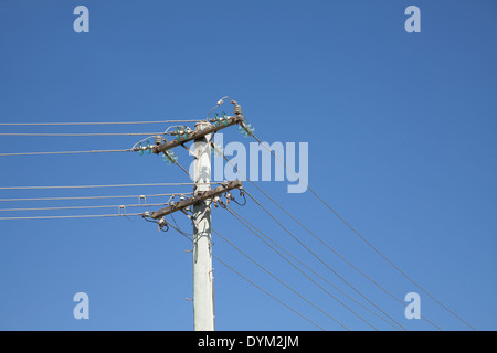 Old wooden electricity pylons in Country Australia Stock Photo