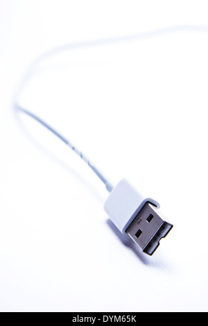 USB Jack wih cable on white background Stock Photo