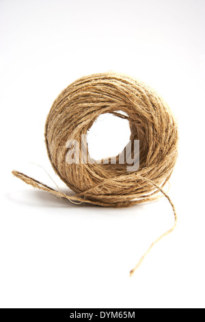 brown cord ball isolated on white background. Stock Photo