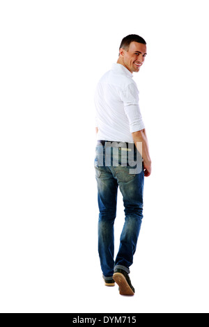 Back view portrait of a man over white background Stock Photo