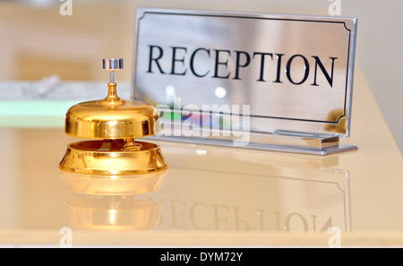 hotel bell on the table Stock Photo