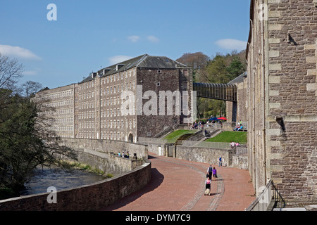 Mill No. 2 and 3 with water wheel at New Lanark in South Lanarkshire Scotland Stock Photo