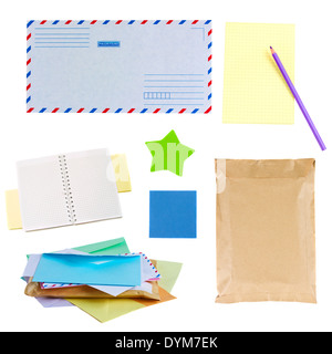 mail envelopes, notes and  stickers Stock Photo