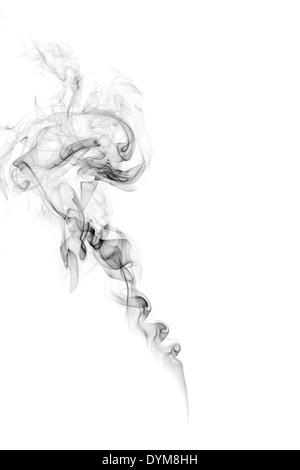 Grey smoke isolated on white background. Abstract motion in black and white. Stock Photo