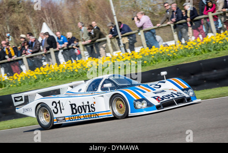 1983 Aston Martin Nimrod C2B with driver Roger Bennington. 72nd Goodwood Members meeting, Sussex, UK. Stock Photo