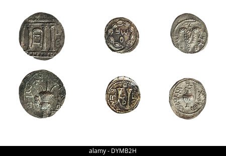 Simon Bar-Kokhba coins 132-135 CE On White Background Stock Photo