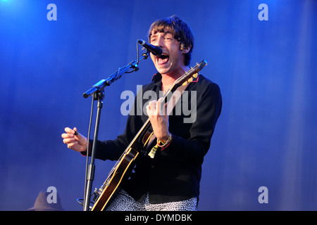 BENICASSIM, SPAIN - JULY 13: Miles Kane, English musician, best known as the co-frontman of The Last Shadow Puppets. Stock Photo