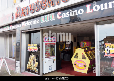 Slot machines in an amusement arcade in Morecambe Stock Photo