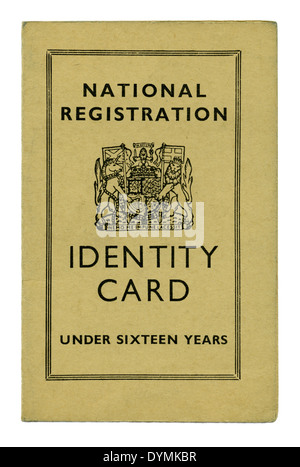 1949 British National Identity Card for a child of under 16 years of age Stock Photo