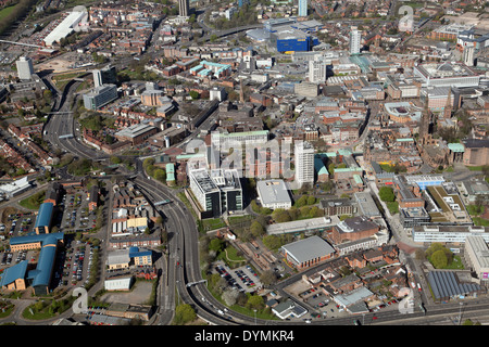 aerial view of Coventry city centre including St Michael's Cathedral Stock Photo