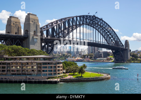 Sydney Australia,West Circular Quay,Sydney Harbour Bridge,harbor,Parramatta River,water,Park Hyatt,hotel,Hickson Road Reserve,AU140308106 Stock Photo