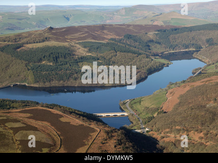aerial view of Ladybower Reservoir in the Hope Valley, part of the Peak District of Derbyshire Stock Photo