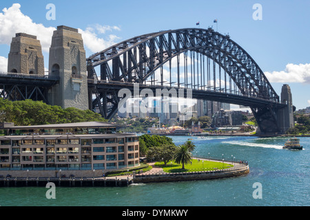 Sydney Australia,West Circular Quay,Sydney Harbour Bridge,harbor,Parramatta River,water,Park Hyatt,hotel,Hickson Road Reserve,AU140308108 Stock Photo