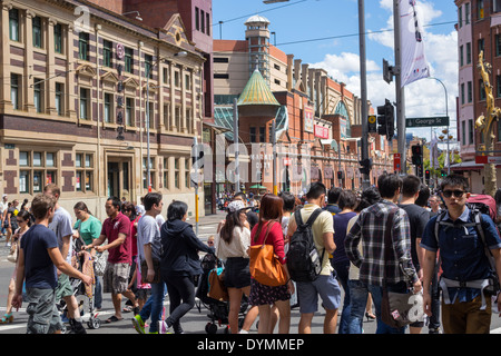 Sydney Australia,New South Wales,Haymarket,Chinatown,George Street,street crossing,Asian Asians ethnic immigrant immigrants minority,adult adults man Stock Photo