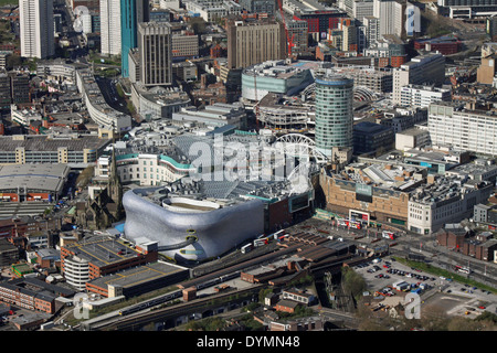 aerial view of the Bull Ring shopping centre & Selfridge's in Birmingham city centre Stock Photo