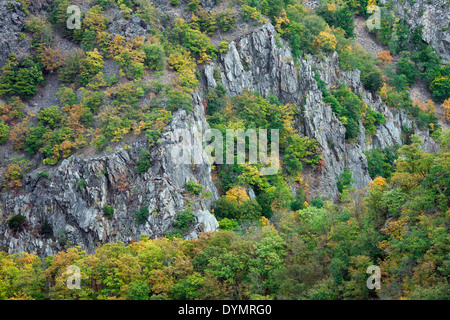 View over the Bodetal / Bode Valley in the Harz mountains, Thale, Saxony-Anhalt, Germany Stock Photo