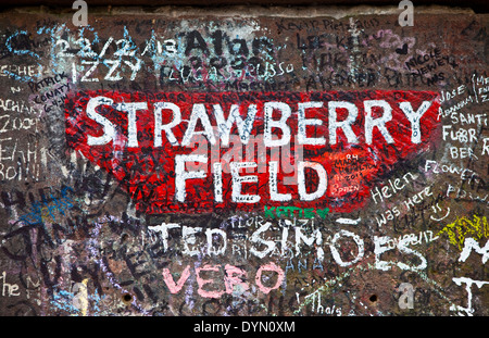 The sign for Strawberry Field in Liverpool. Strawberry Field was 