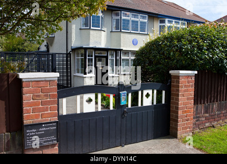 LIVERPOOL, UK - APRIL 16TH 2014: The childhood home of John Lennon (251 Menlove Avenue) in Liverpool on 16th April 2014. Stock Photo