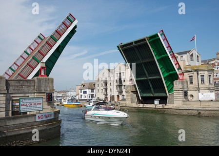 Weymouth Town Bridge a lifting bascole bridge. Dorset England UK Stock Photo