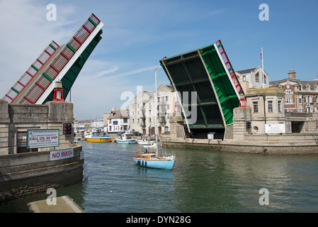 Weymouth Town Bridge a lifting bascole bridge. Dorset England UK Stock Photo