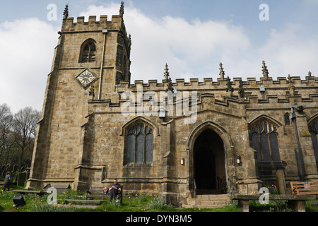 St Nicholas Church building High Bradfield village, suburb of Sheffield England, Peak district national park, grade I listed building place of worship Stock Photo