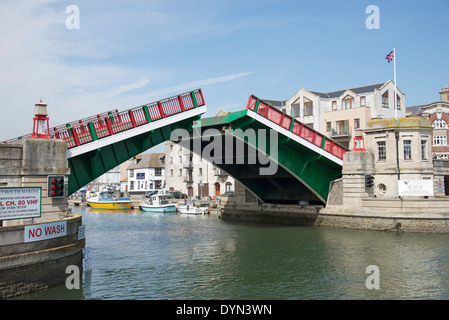 Weymouth Town Bridge a lifting bascole bridge. Dorset England UK Stock Photo