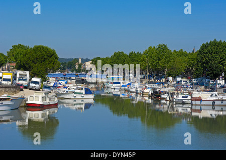 Canal du Rhone at Sete, Beaucaire, Bouches-du-Rhone, Gard departament, Provence, France, Stock Photo