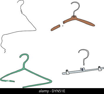 Broken clothes hangers over isolated white background Stock Photo