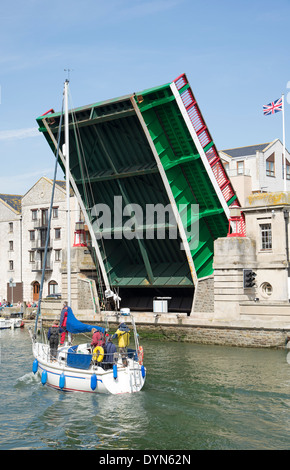 Weymouth Town Bridge a lifting bascole bridge. Dorset England UK Stock Photo