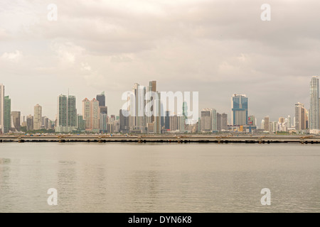 Panama city, Panama - January 2, 2014: Panama City skyscrapers skyline on sunny day in January 2014.