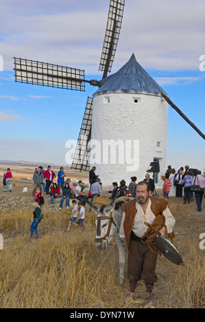 Consuegra Representation of the Quixote during the Saffron Rose Festival Toledo province Route of Don Quixote Castilla-La Stock Photo