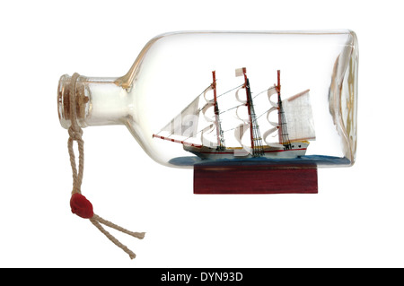 sailcloth ship in closed with cork bottle Stock Photo