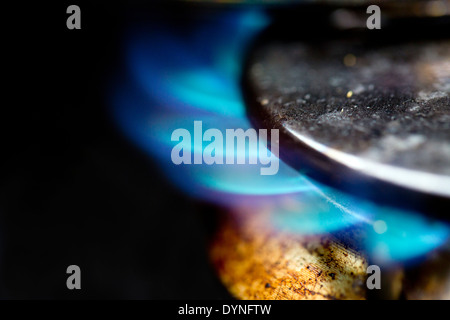 Burning Gas; Cooker; UK Stock Photo