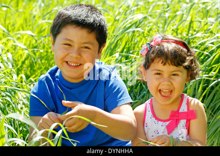 Brothers. Boy: 5 6 years old. Girl 3 4 years old. Stock Photo