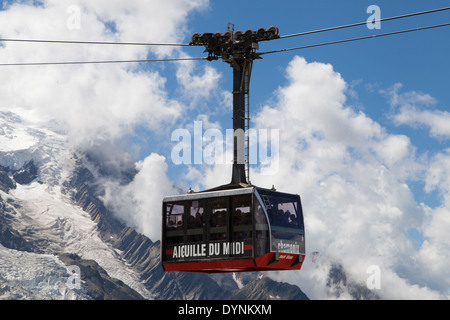 Cable Car to the summit of the Aiguille du Midi from Chamonix-Mont-Blanc, France. Stock Photo